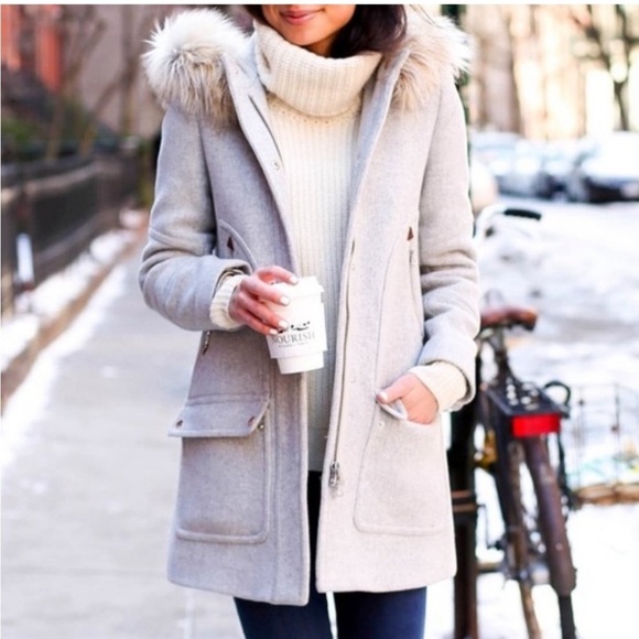 J. Crew Chateau Parka Italian Stadium Cloth Wool Long Coat Jacket Winter Grey 6 - Picture 4 of 13